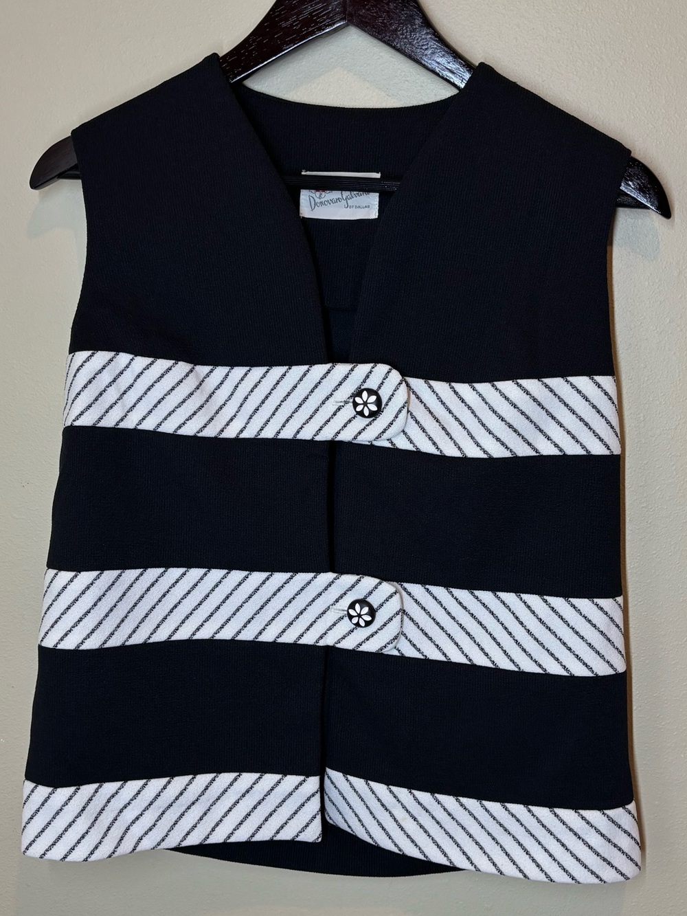 Vintage 1970s Donovan Galvani of Dallas Black Structured vest/top